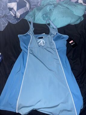 Marvel Light Blue & White Fantastic Four Swim Dress
